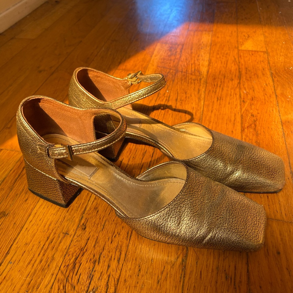 Suzanne Rae Gold Mary Janes Shoes Heels